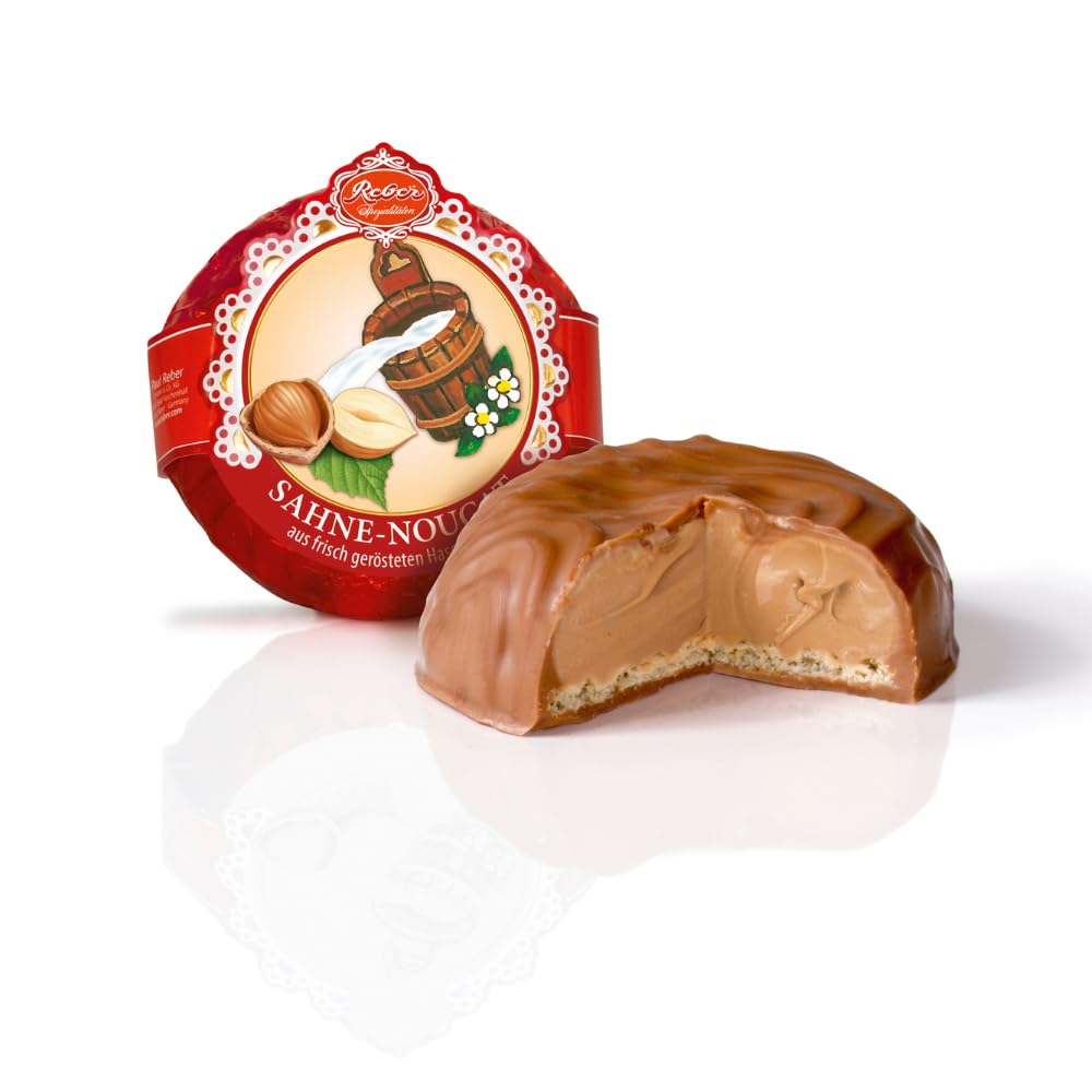 Reber Pasteten Sahne-Nougat Schokolade 342g 9 Stück Alpenmilch