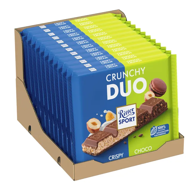 Ritter Sport Großtafel Crunchy Duo Schokolade Haselnuss 12x218g