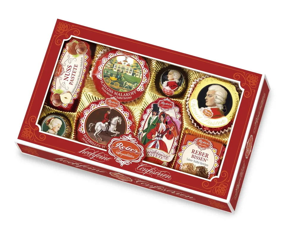 Reber Spezialitäten-Kassette 301 Pralinen 8er 285g Mozart-Kugel
