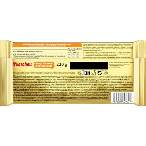 Marabou Chokladkakor Apfelsin Krokant Tafel 14x220g Orange