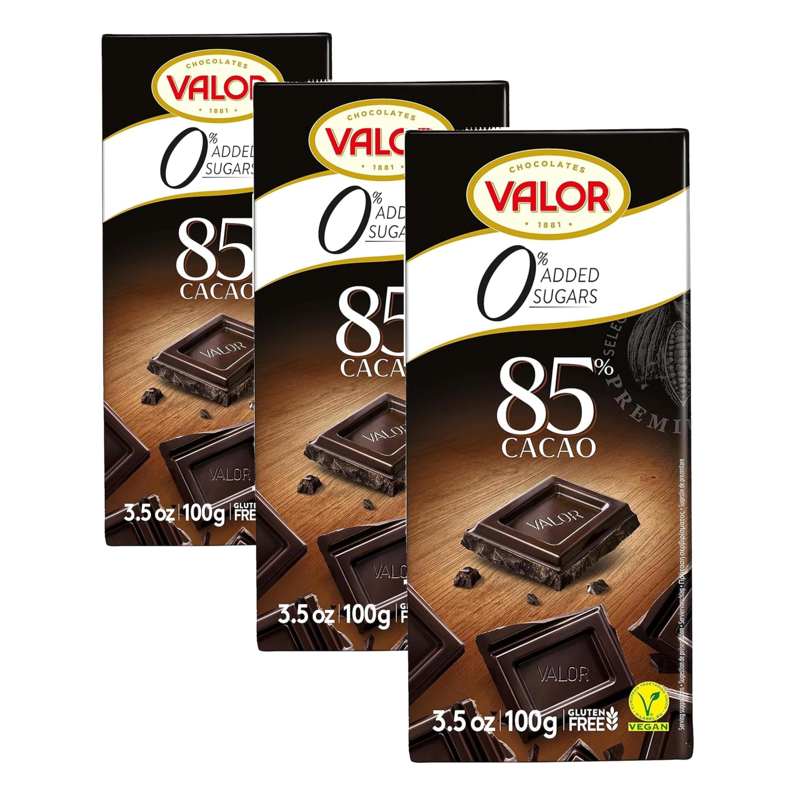 Valor 0% Dunkle Schokolade 85% Kakao zuckerfrei 100 g