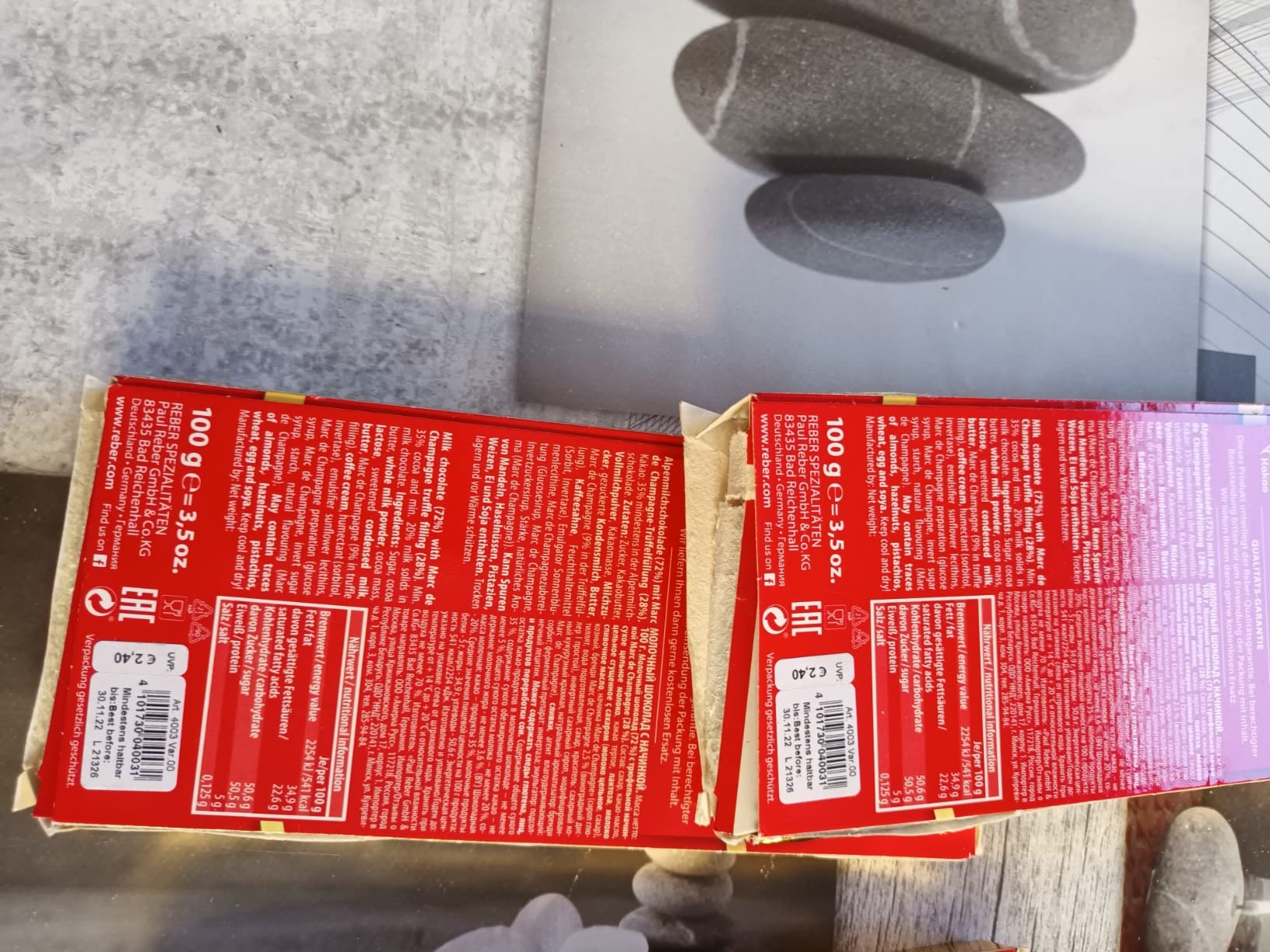 Reber Confiserie-Chocolade Marc de Champagne Schokolade 100g Trüffel