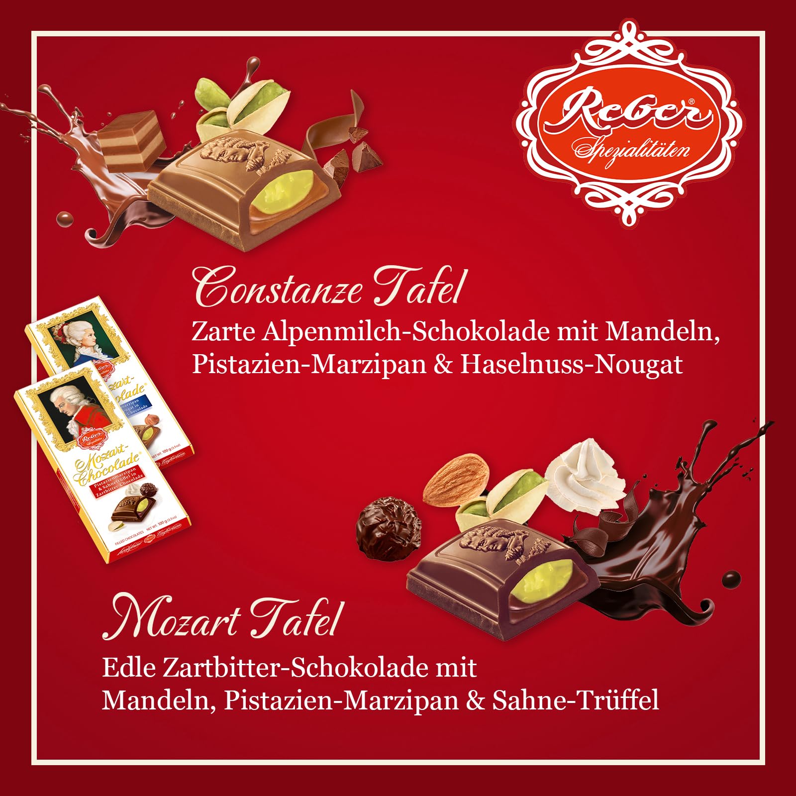 Reber Klassik klein Osterschokolade Set 16 Pralinen 2 Tafeln