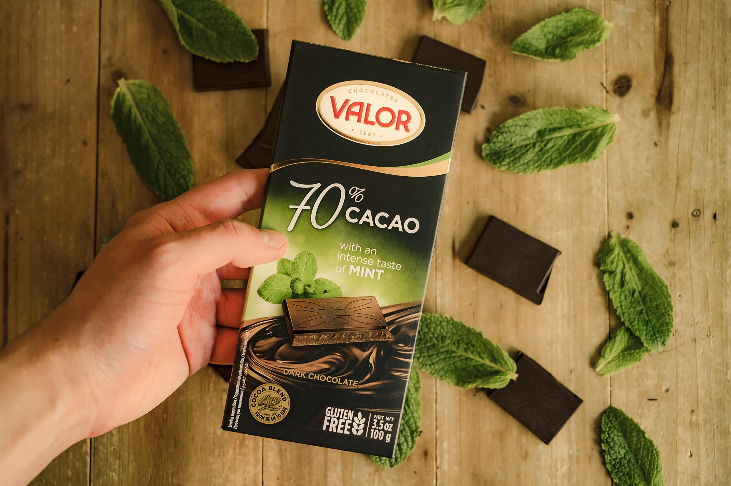 Valor Tradicionales Dunkle Schokolade 70% Minze 100g vegan