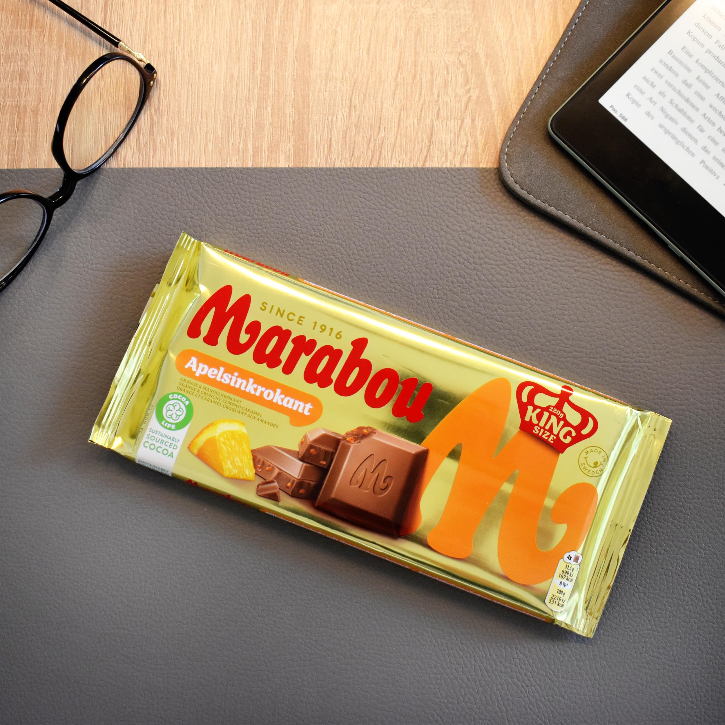 Marabou Chokladkakor Apfelsin Krokant Tafel 14x220g Orange