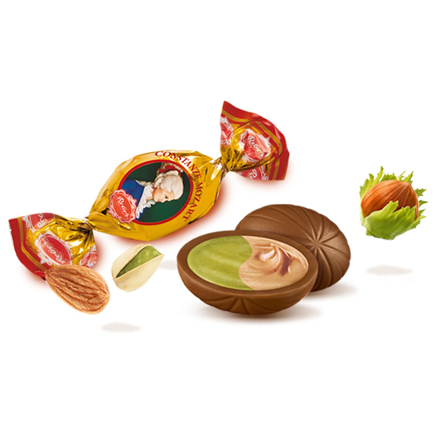 Reber Constanze Mozart-Schokis Pralinen 4x100g Nougat-Marzipan
