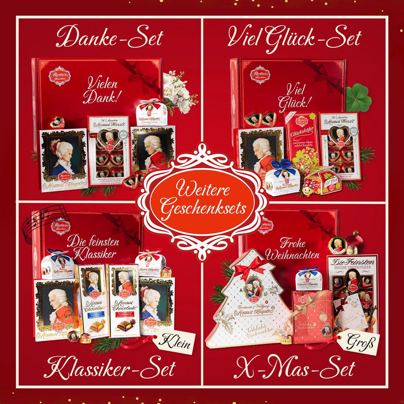 Reber Geschenkbox groß Marzipan Mozart-Mix 32 Stück