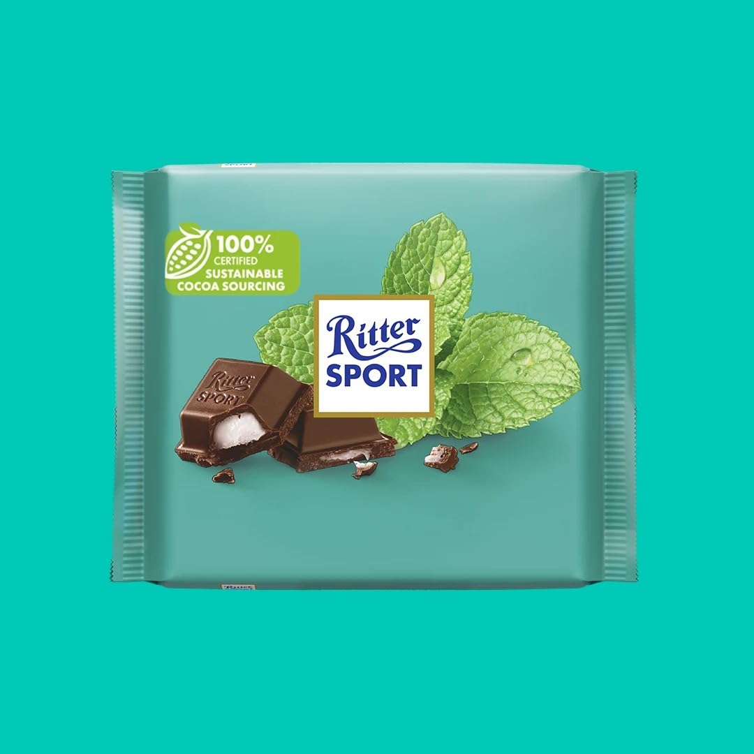 Ritter Sport Bunte Vielfalt Pfefferminz Tafel Halbbitter 12x100g