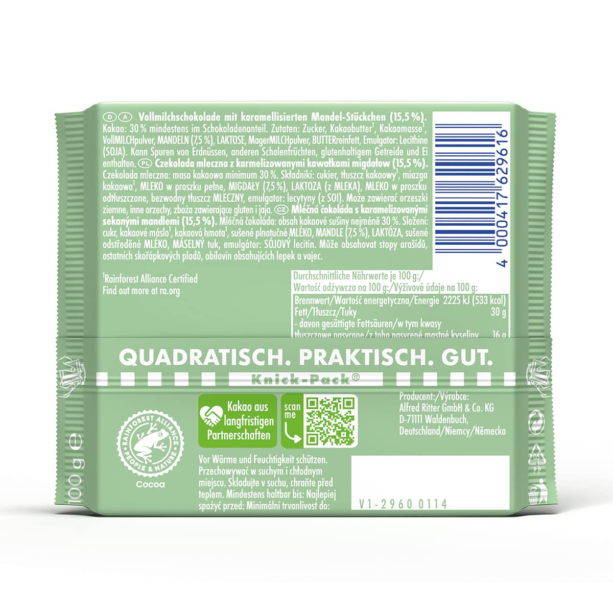 Ritter Sport Winter Gebrannte Mandel Schokolade 12x100g