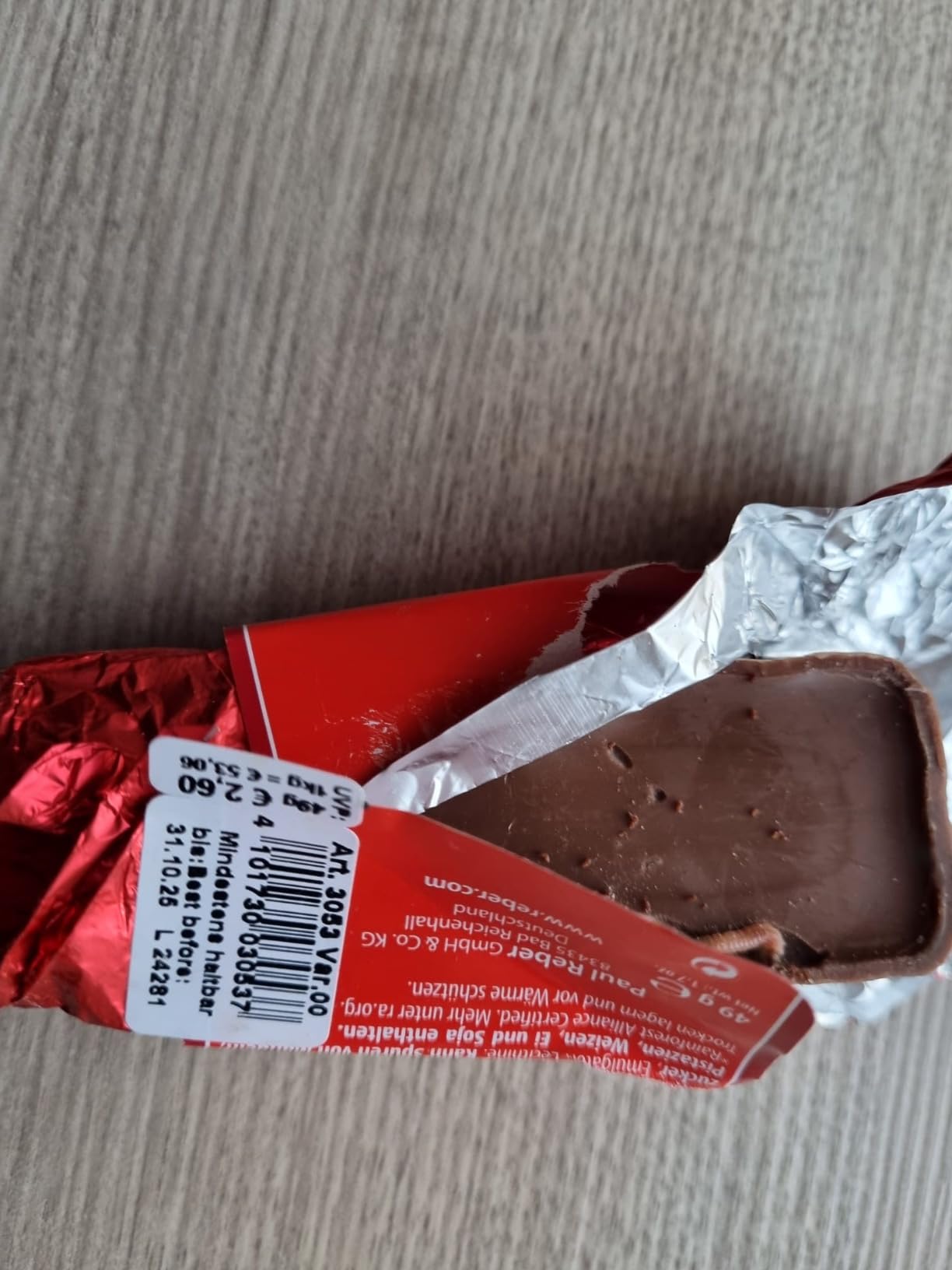 Reber Schicht-Nougat Alpenmilch 30g Haselnuss