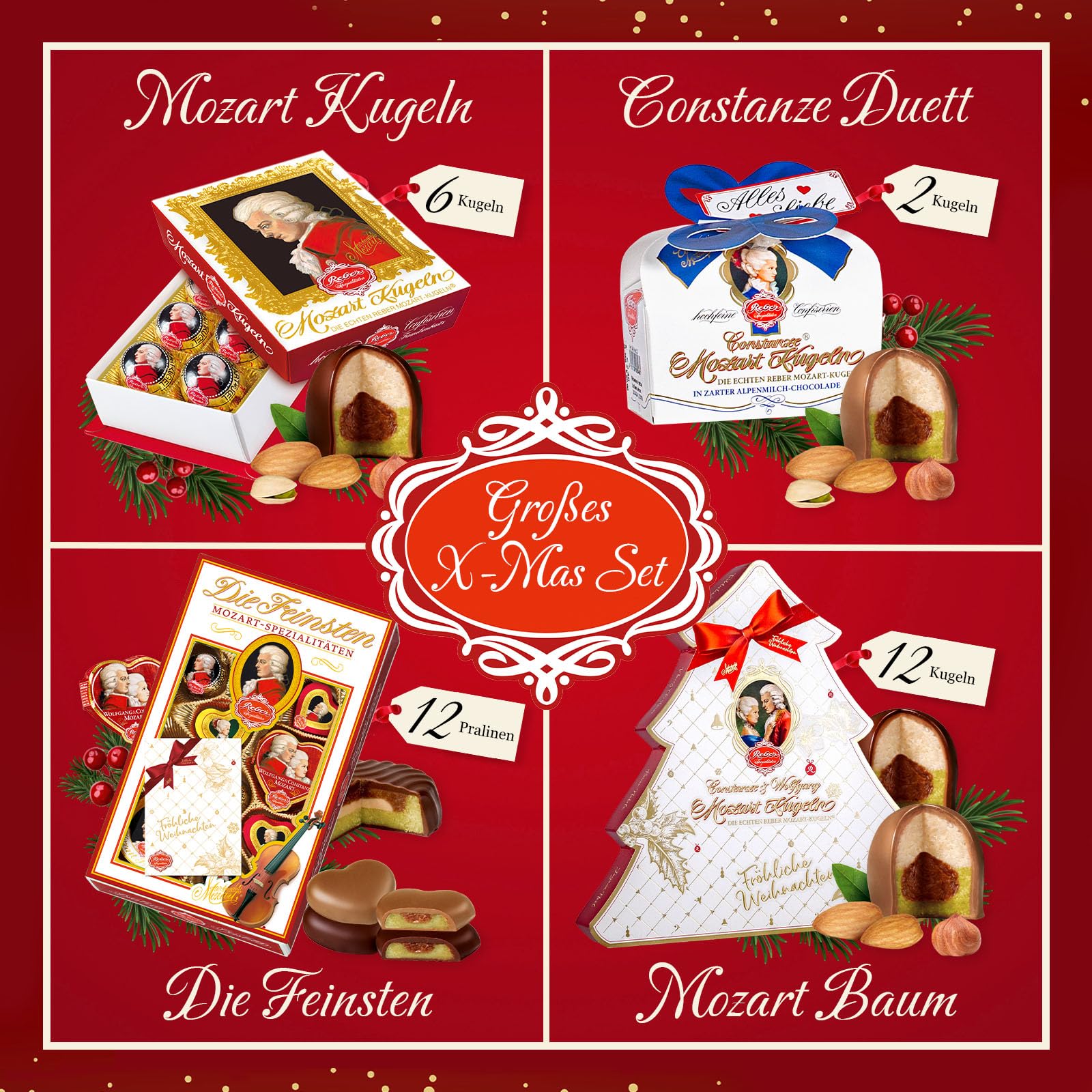 Reber Geschenkbox groß Marzipan Mozart-Mix 32 Stück