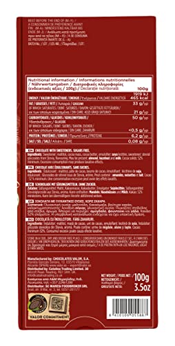 Valor 0% Dunkle Schokolade 52% 100g ohne Zucker Stevia