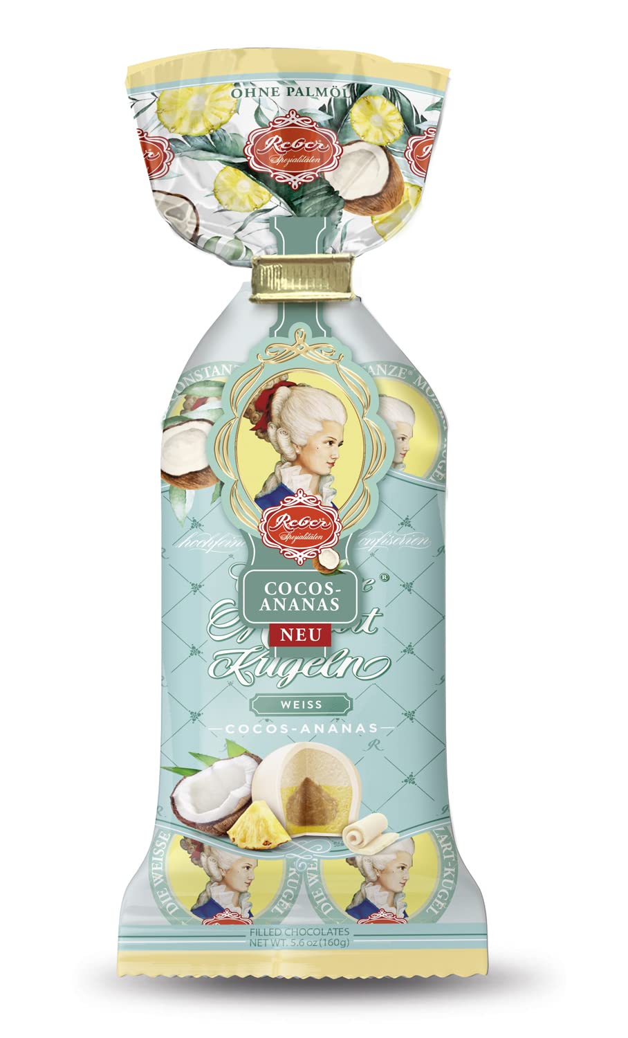 Reber Constanze Mozart-Kugeln Weiß Cocos-Ananas 5er 100 g