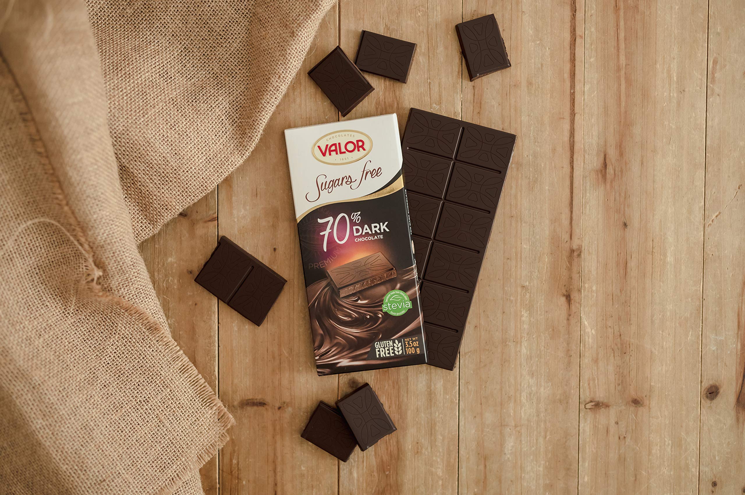 Valor 0% Dunkle Schokolade 70% Tafel 100g zuckerfrei Stevia