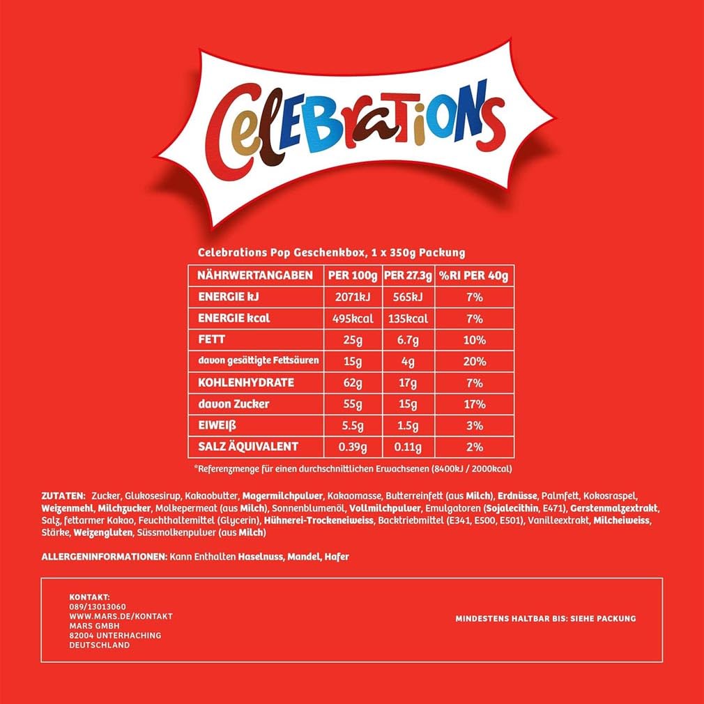 Celebrations Pop Box Pralinenmischung 350g Geschenkbox