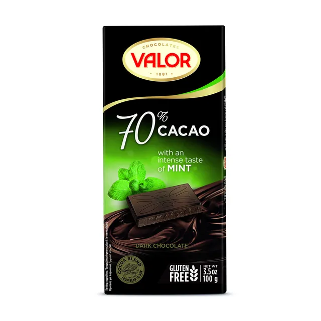 Valor Tradicionales Dunkle Schokolade 70% Minze 100g vegan