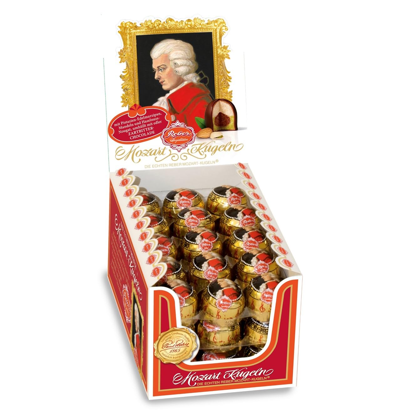 Reber Mozart-Kugeln Pralinen 100 Stück Zartbitter Marzipan