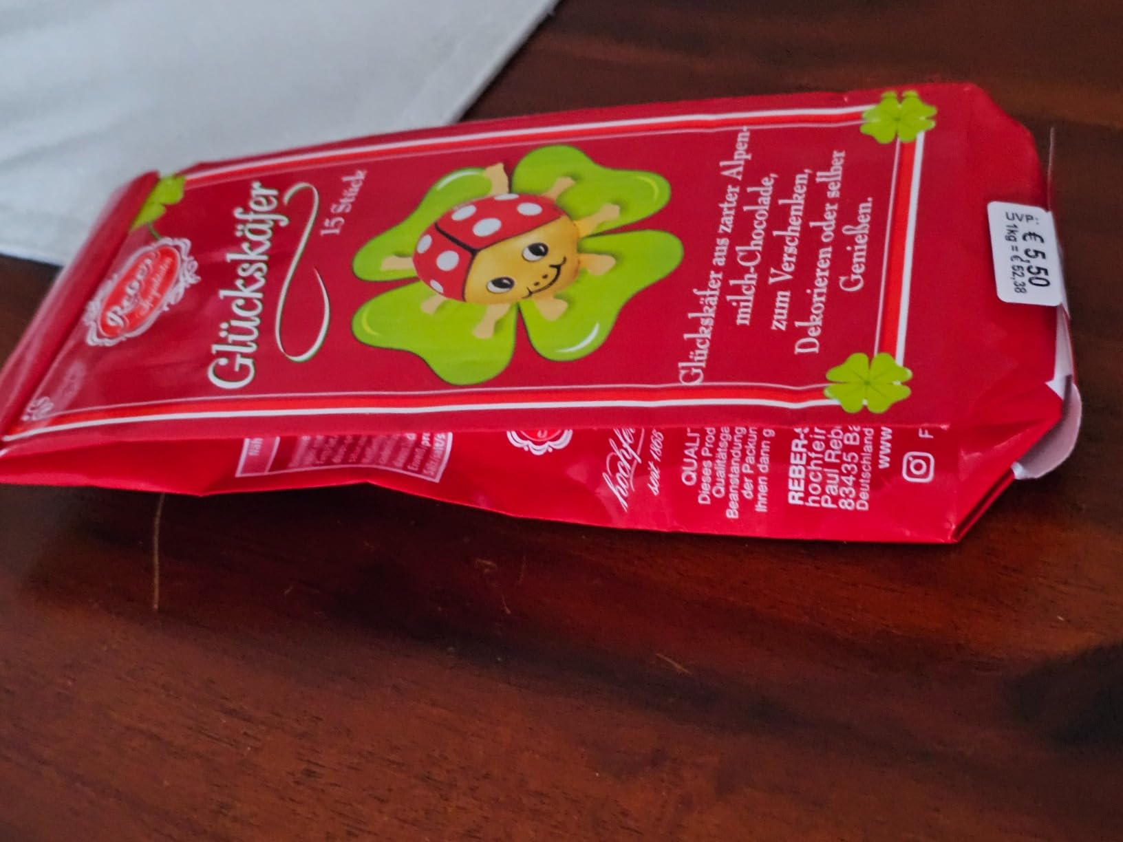 Reber Glückskäfer Schoko-Figuren 15 Stück 105g