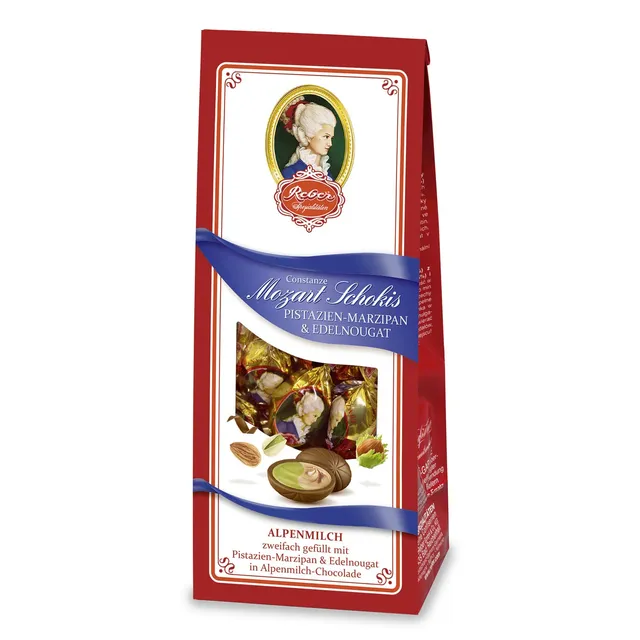 Reber Constanze Mozart-Schokis Pralinen 4x100g Nougat-Marzipan