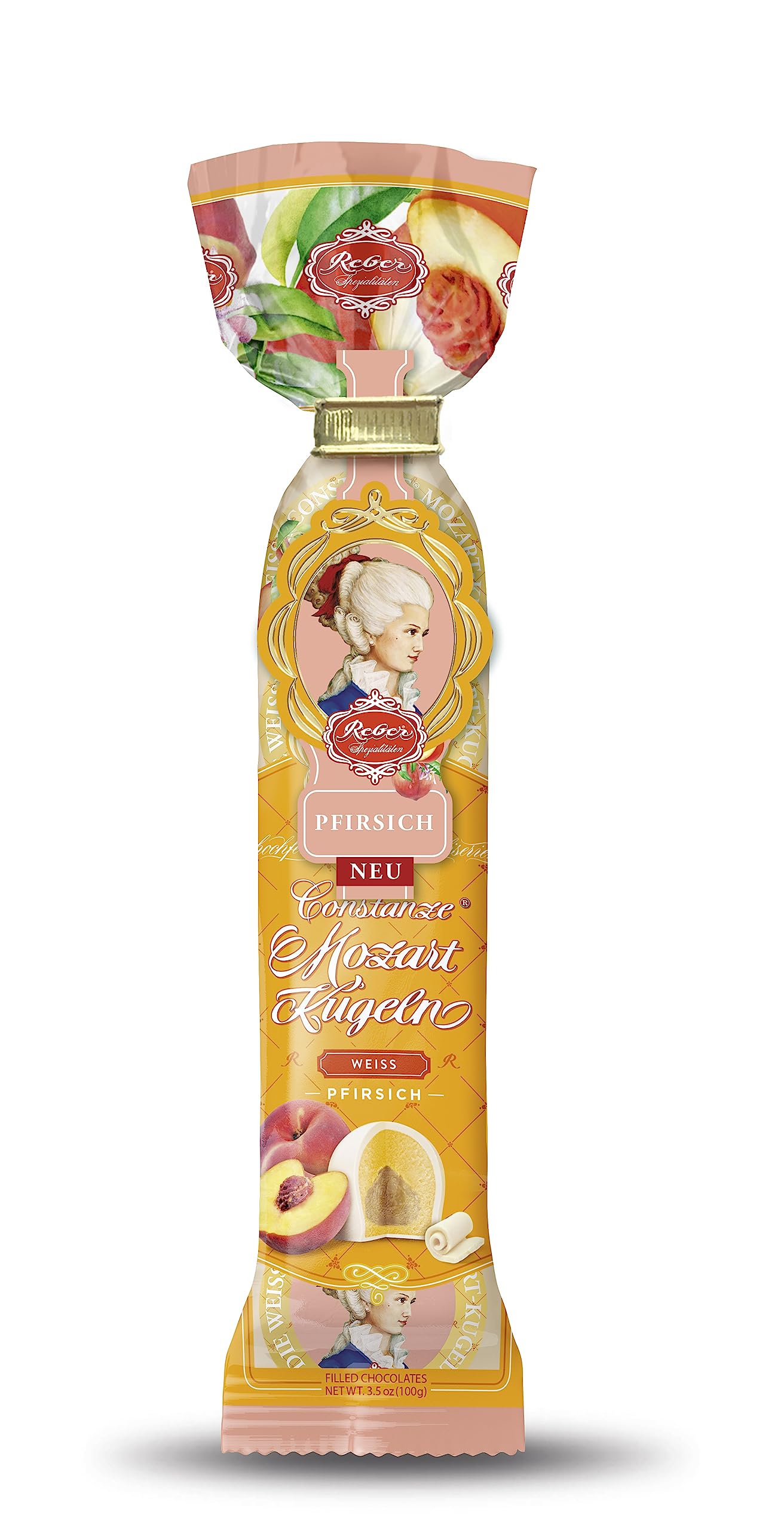 Reber Constanze Mozart-Kugeln weiße Pralinen Pfirsich 5er Tüte