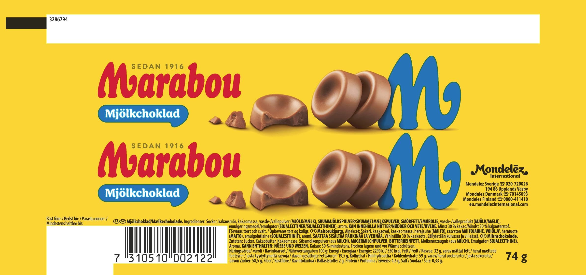 Marabou Rullar Milchschokolade-Rolle Vollmilch 28x74g Karamellnote