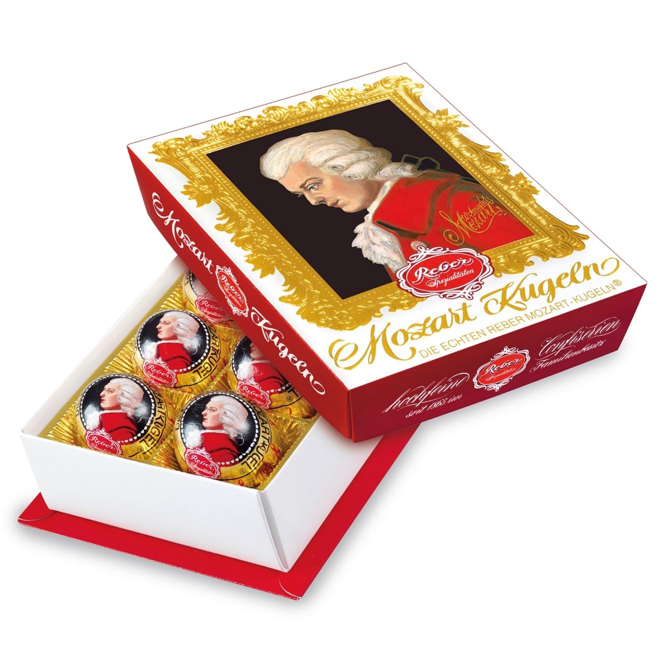 Reber Echte Mozart-Kugeln Barock Pralinen 6er 120g Zartbitter