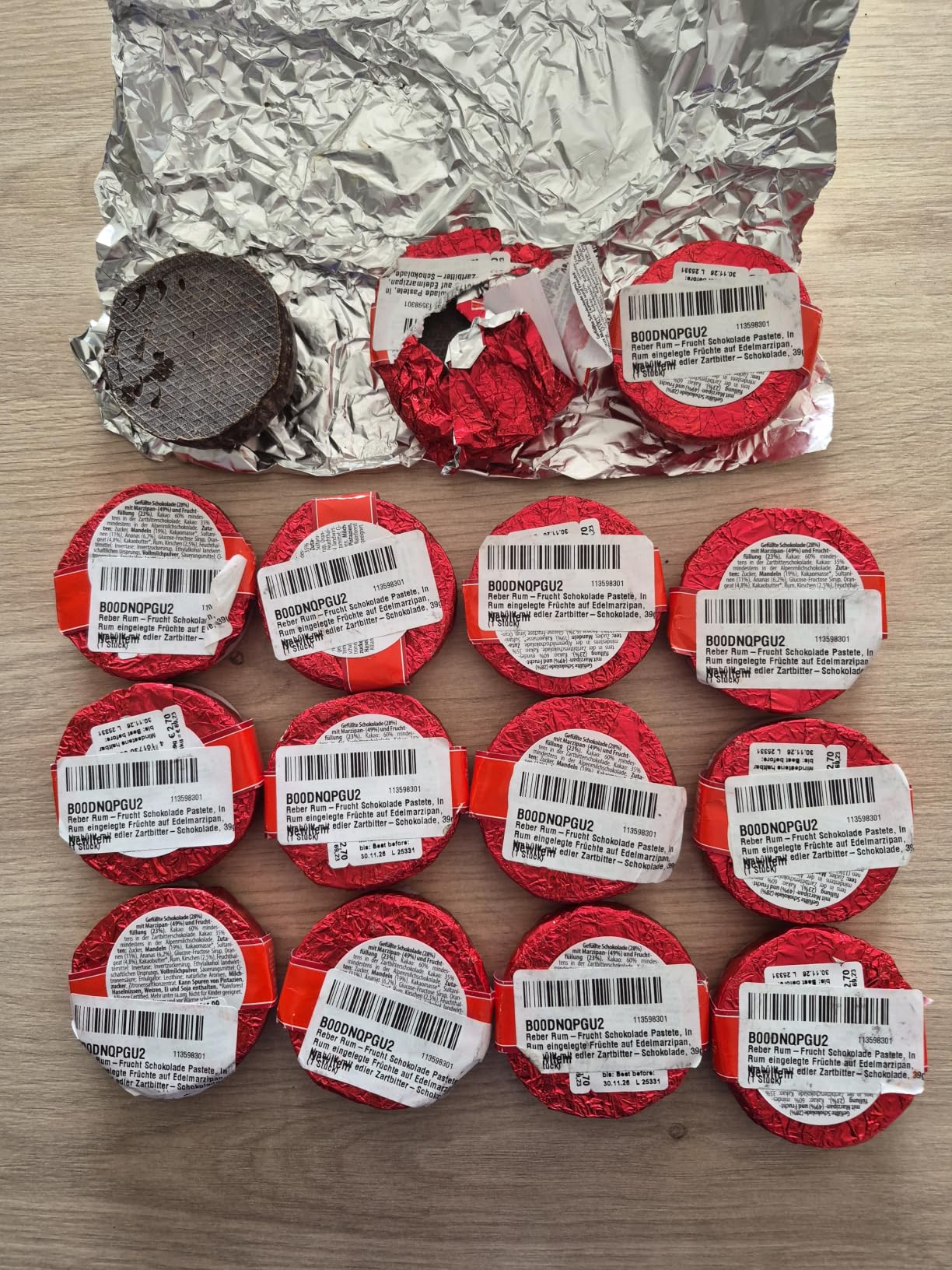 Reber Pasteten Törtchen Rum-Frucht Schokolade 39g Zartbitter