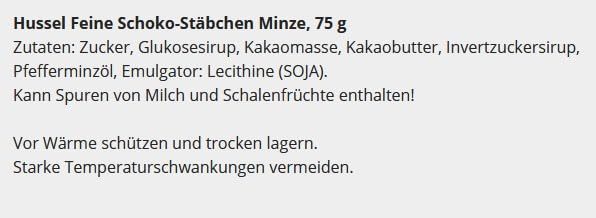 HUSSEL Pralinen Pfefferminz-Taler Zartbitter Fondant 125 g