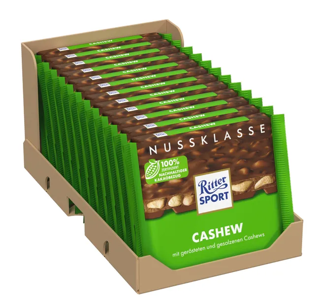 Ritter Sport Nuss-Klasse Cashew Schokolade 12x100g Vollmilch