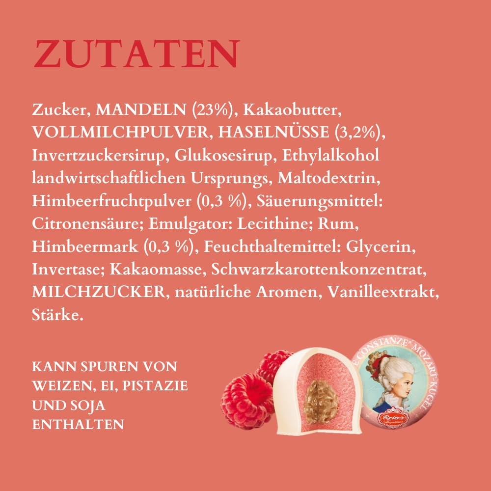 Reber Constanze Mozart-Kugeln Himbeere weiß 45er 900 g