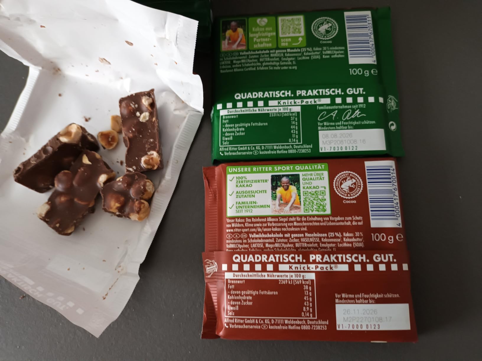 Ritter Sport Nuss-Klasse Ganze Mandel Tafel Vollmilch 11x100g