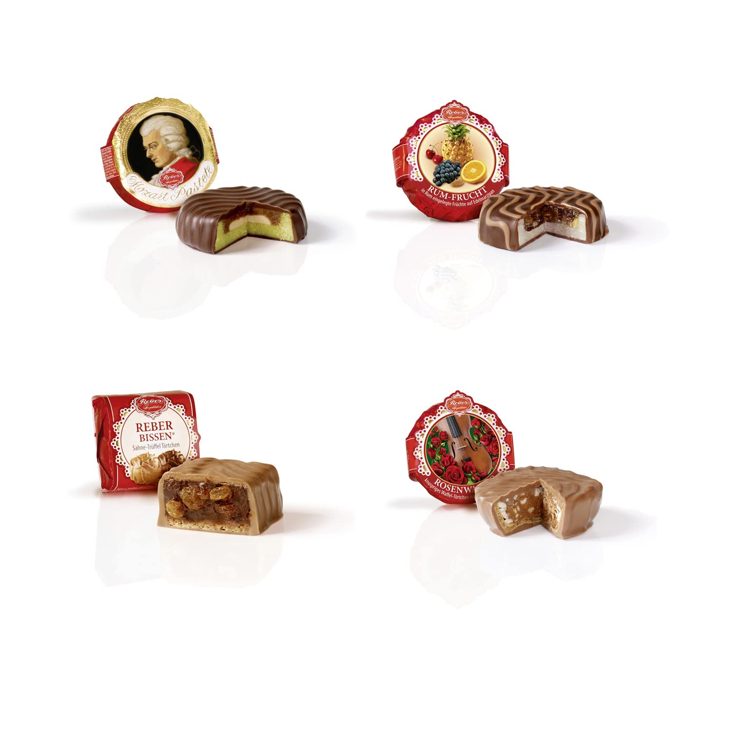 Reber Quadrat-Kassette Pralinen 11er 340 g Geschenkpackung
