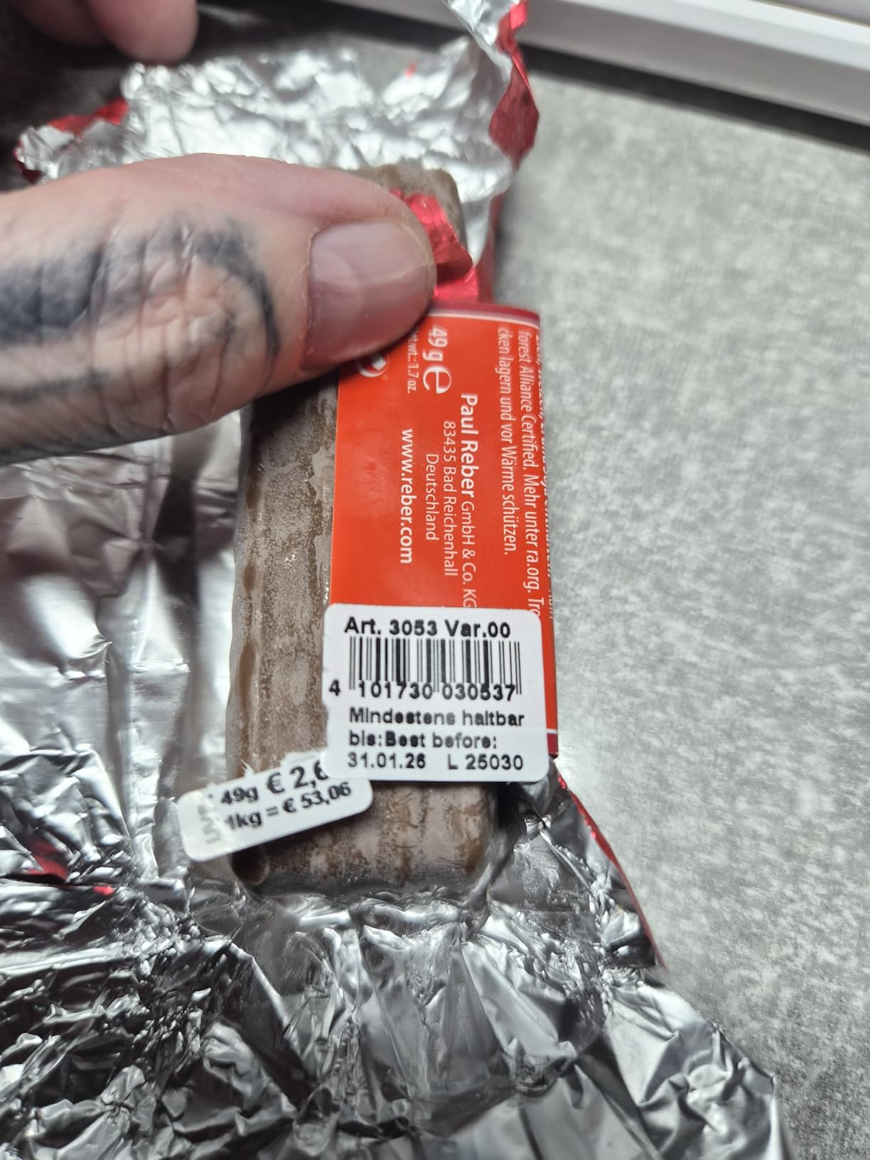Reber Schicht-Nougat Alpenmilch 30g Haselnuss