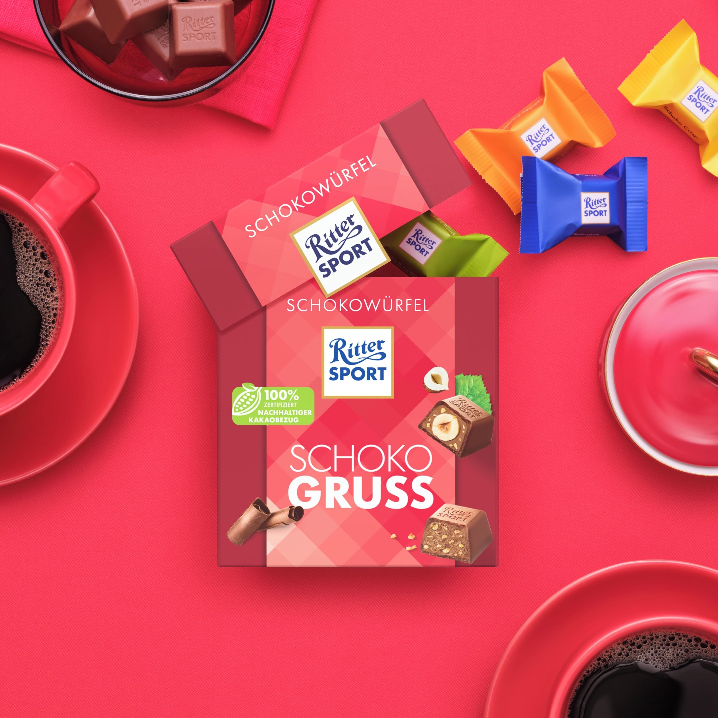 Ritter Sport Schokowürfel Schokogruss Geschenkbox 8 x 176g Mix