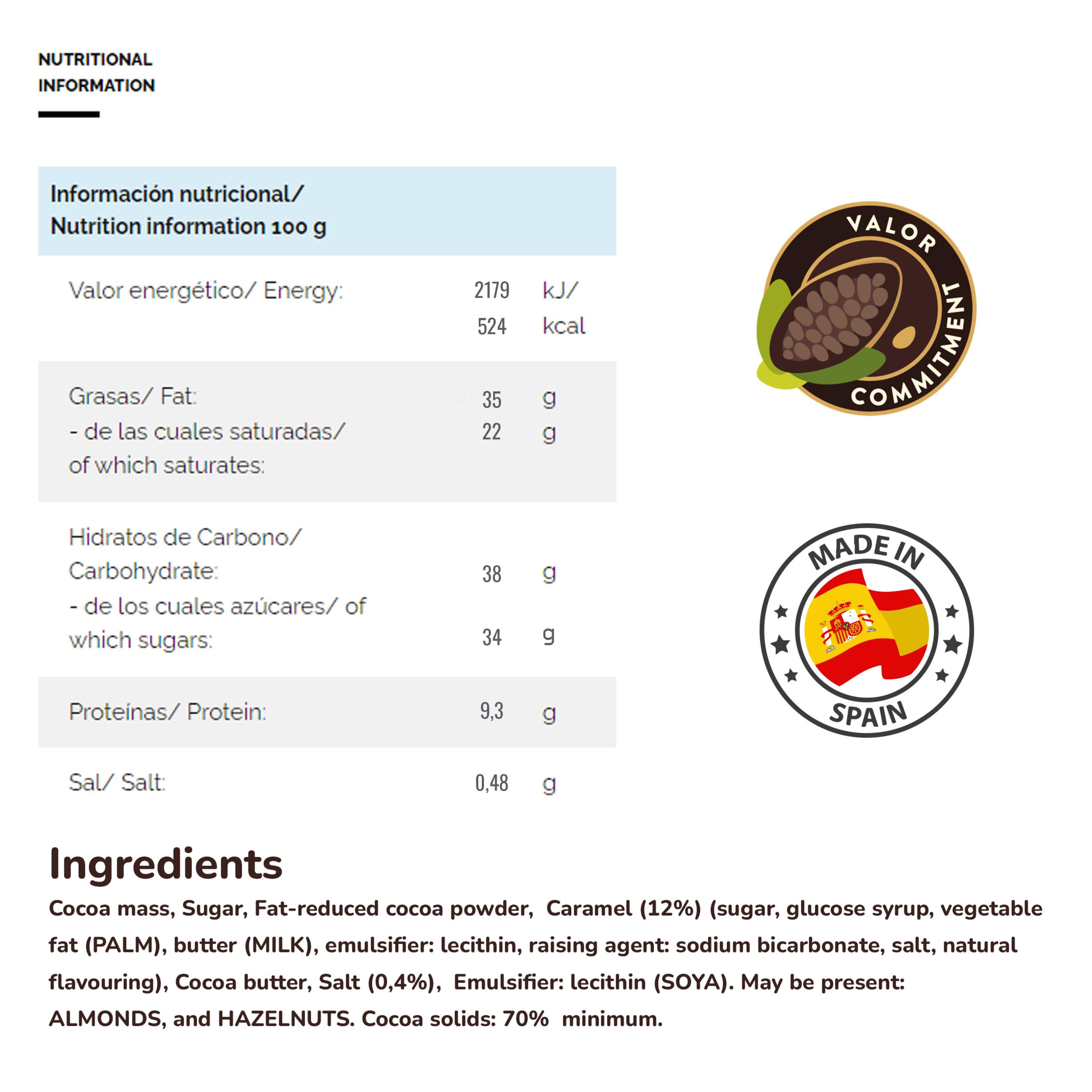 Valor Tradicionales Dunkle Schokolade 100g Karamell Salz