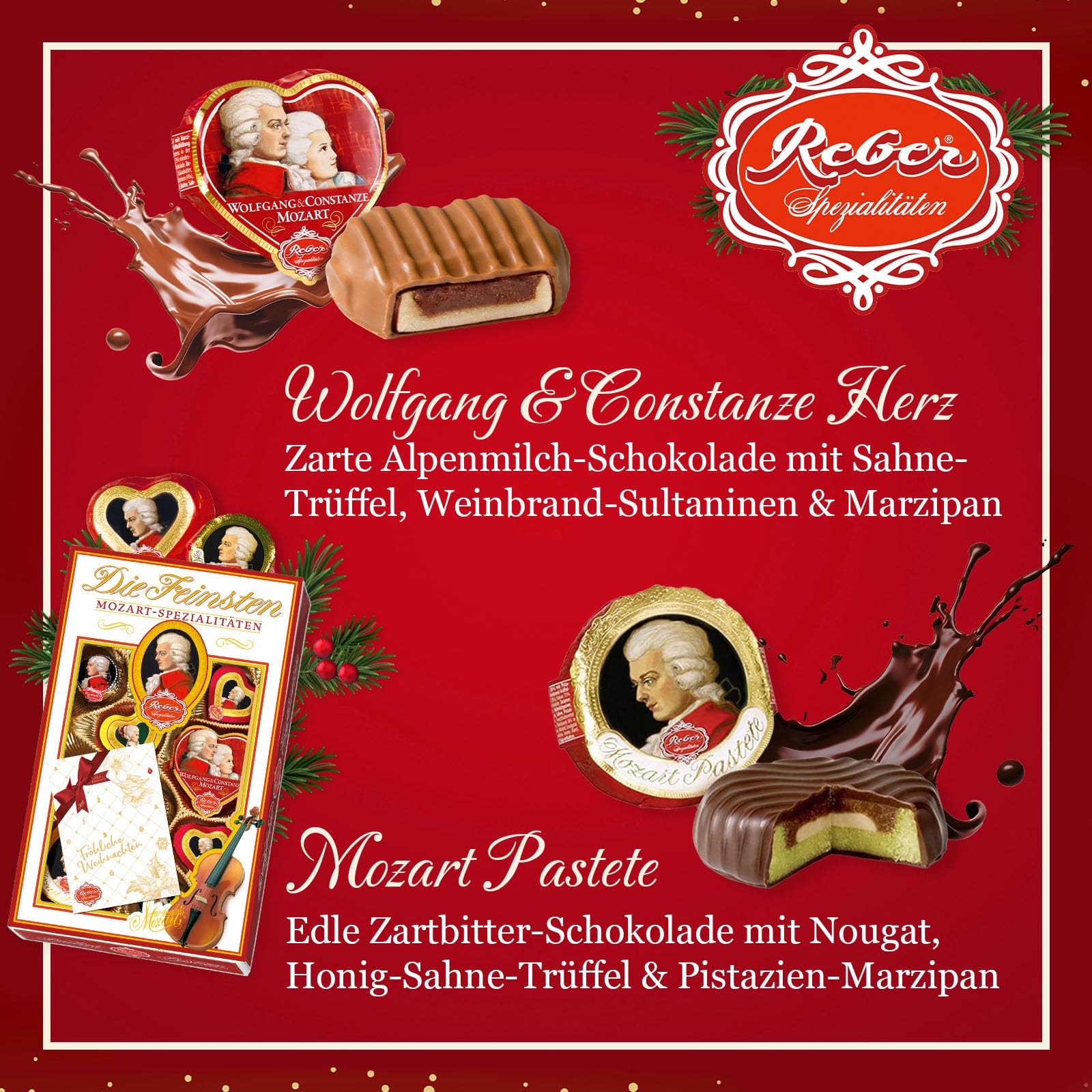 Reber Geschenkbox groß Marzipan Mozart-Mix 32 Stück