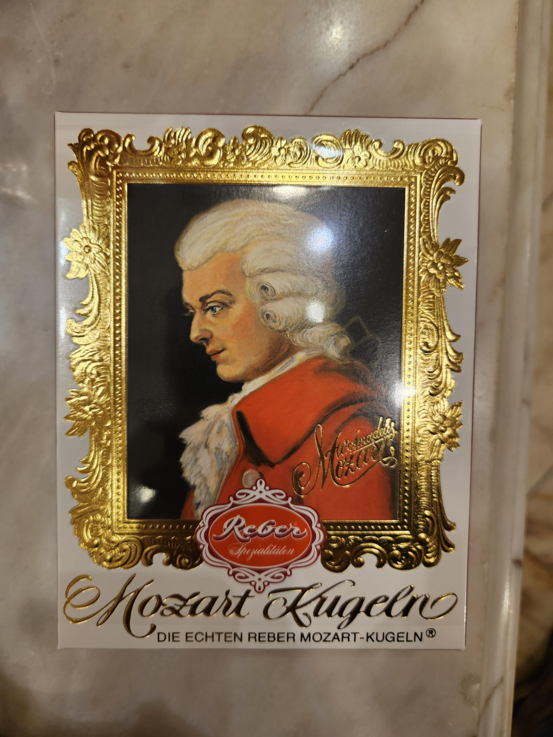 Reber Echte Mozart-Kugeln Barock Pralinen 6er 120g Zartbitter