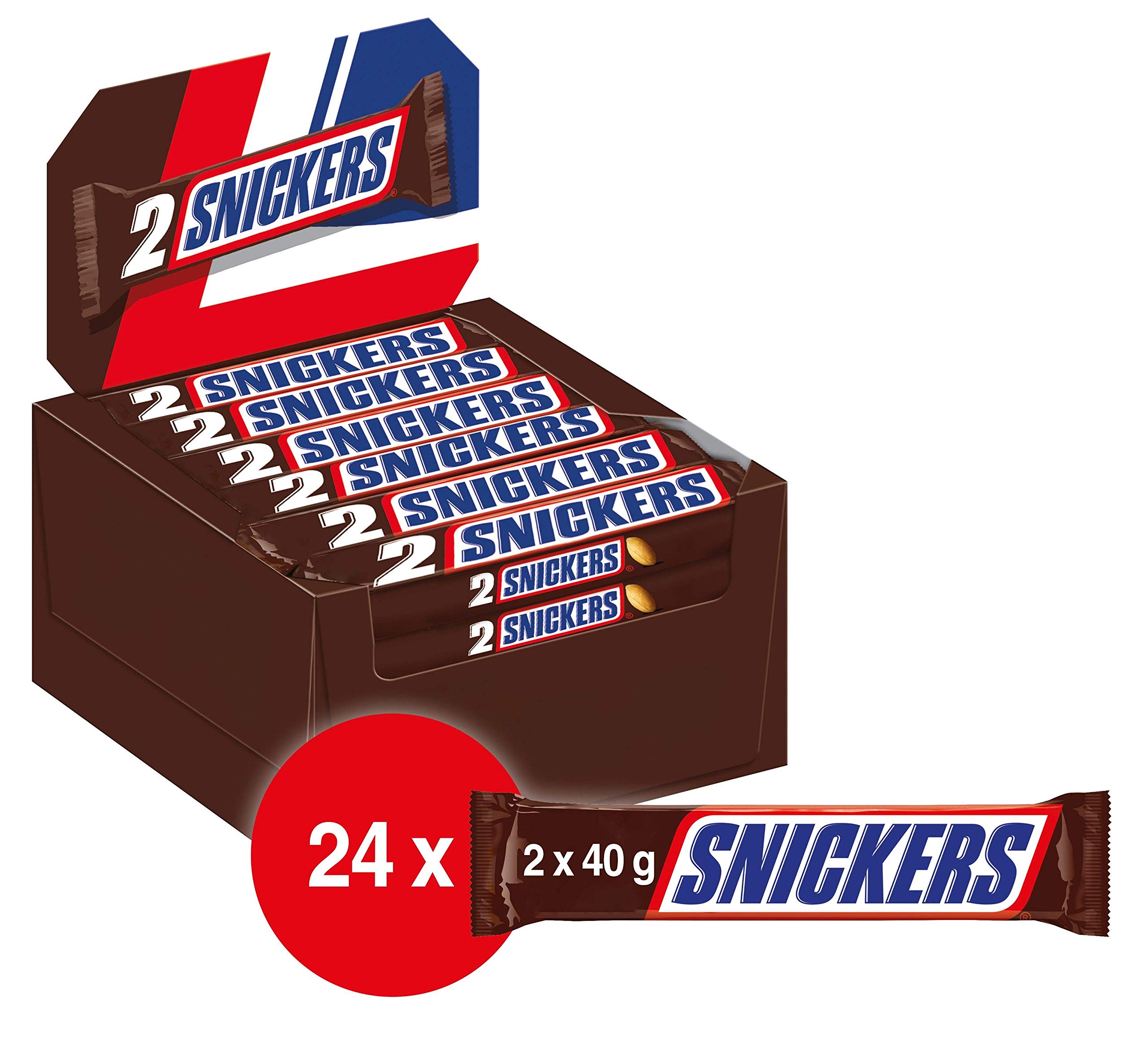 Snickers Original Schokoriegel Doppelpack 24 x 2 x 40g Erdnuss