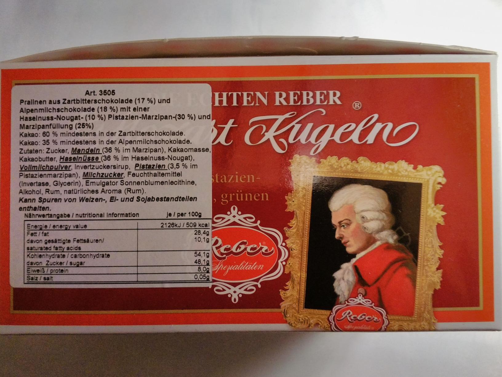 Reber Mozart-Kugeln Pralinen 100 Stück Zartbitter Marzipan