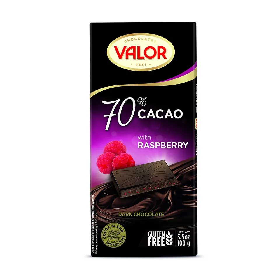 Valor Tradicionales Dunkle Schokolade 100g Himbeere 70%