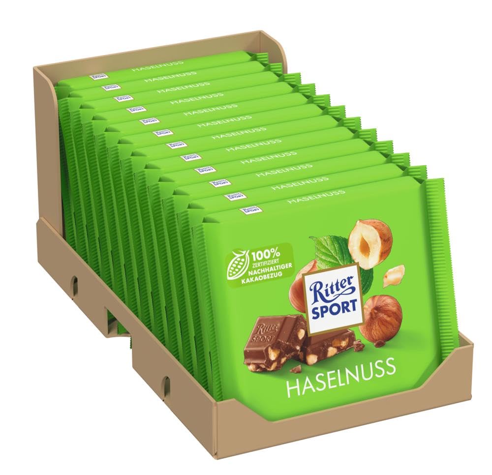 Ritter Sport Nuss-Klasse Haselnuss Tafel Vollmilch 12x100g