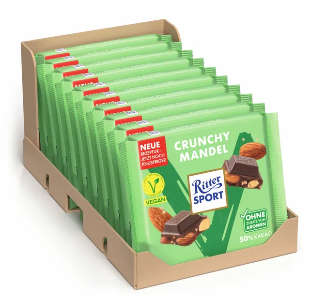 Ritter Sport Vegan Crunchy Mandel Tafel 10x100g Pflanzlich
