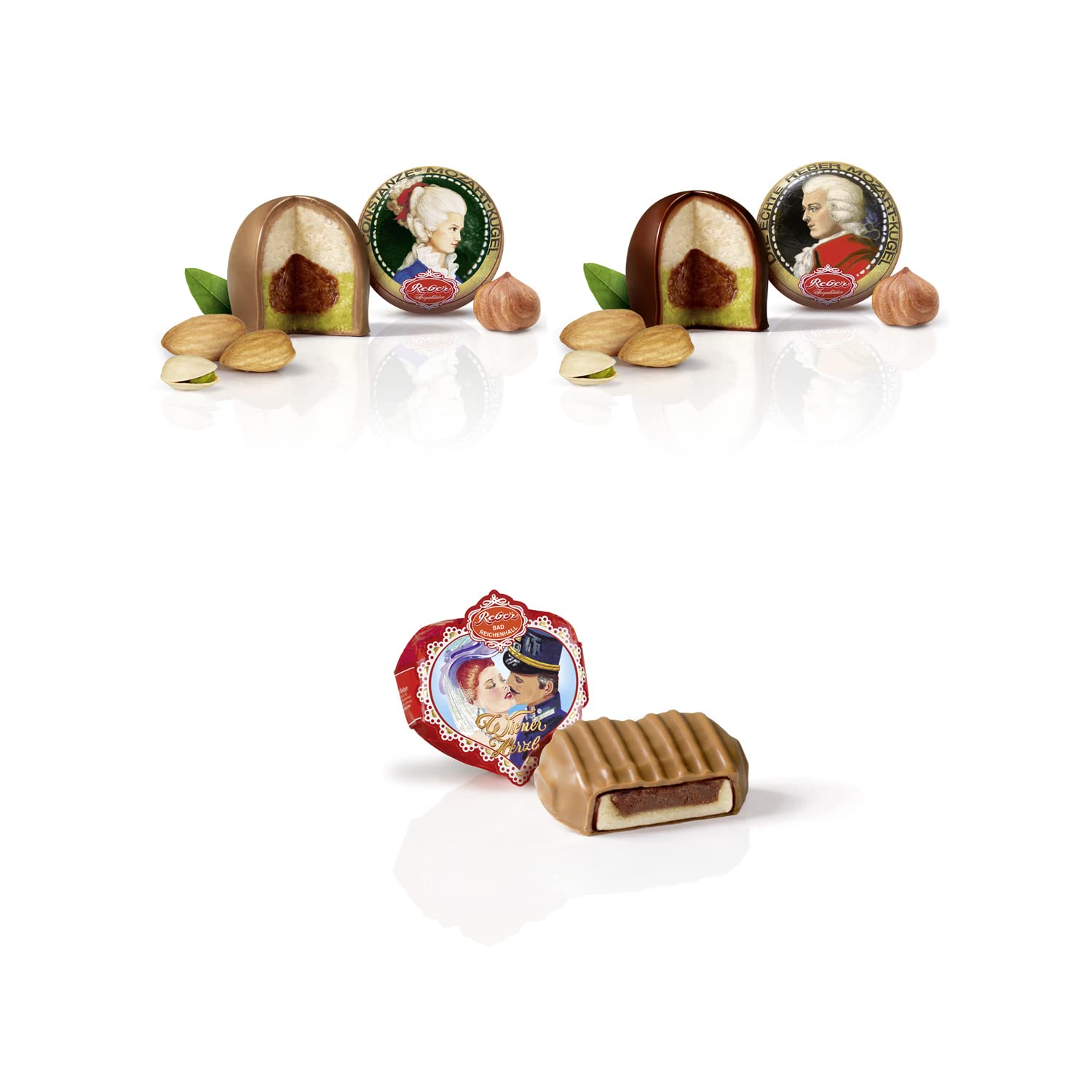 Reber Quadrat-Kassette Pralinen 11er 340 g Geschenkpackung