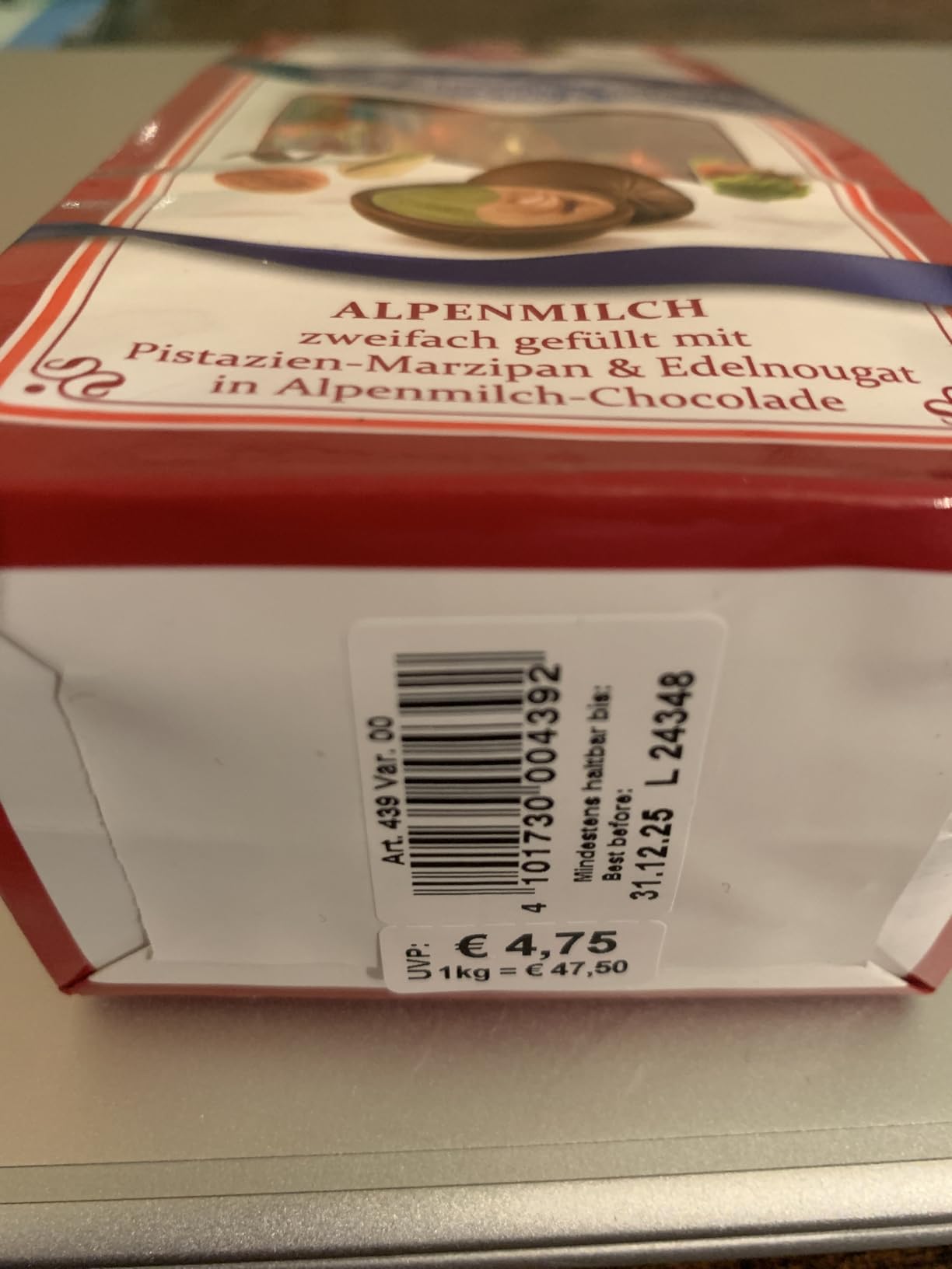 Reber Constanze Mozart-Schokis Pralinen 4x100g Nougat-Marzipan