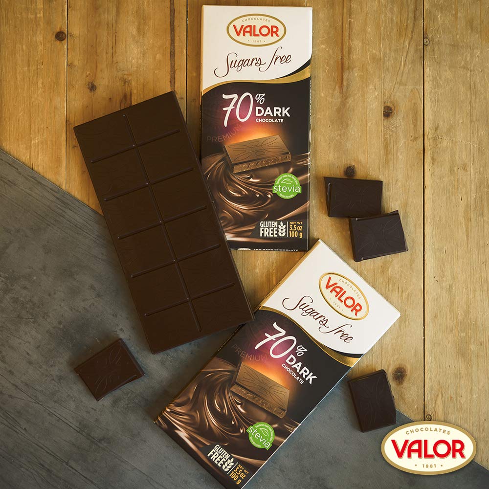Valor 0% Dunkle Schokolade 70% Tafel 100g zuckerfrei Stevia