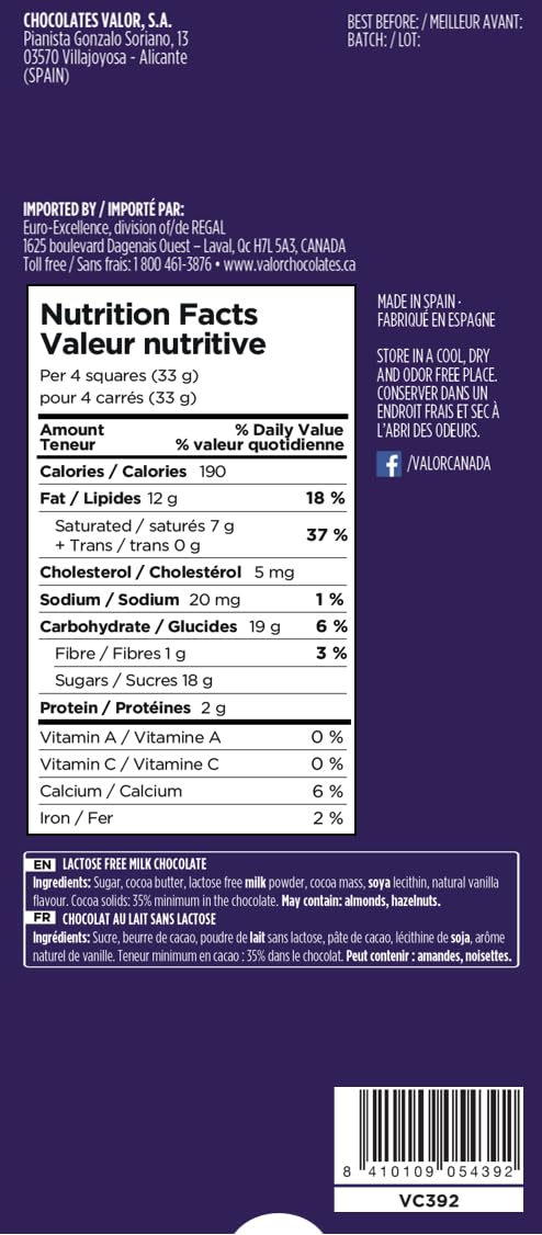 Valor Sin Lactosa Milchschokolade 100g laktosefrei