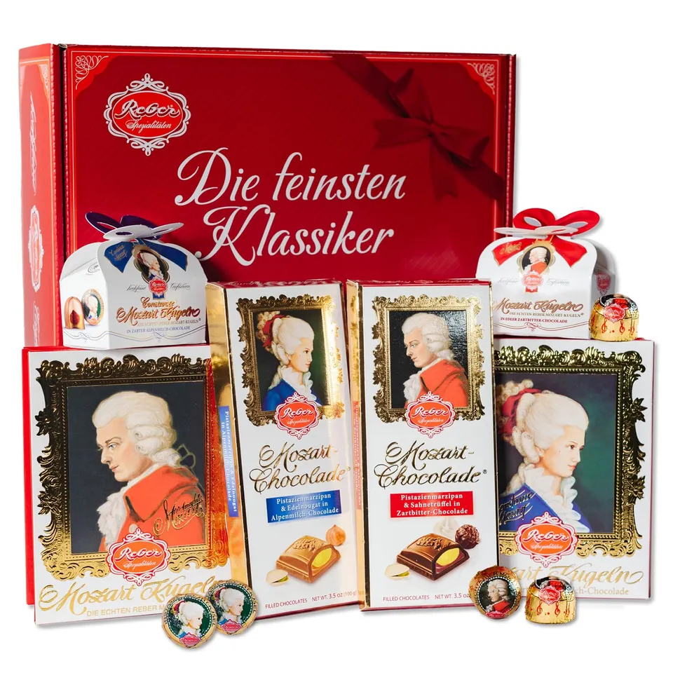 Reber Klassik klein Osterschokolade Set 16 Pralinen 2 Tafeln