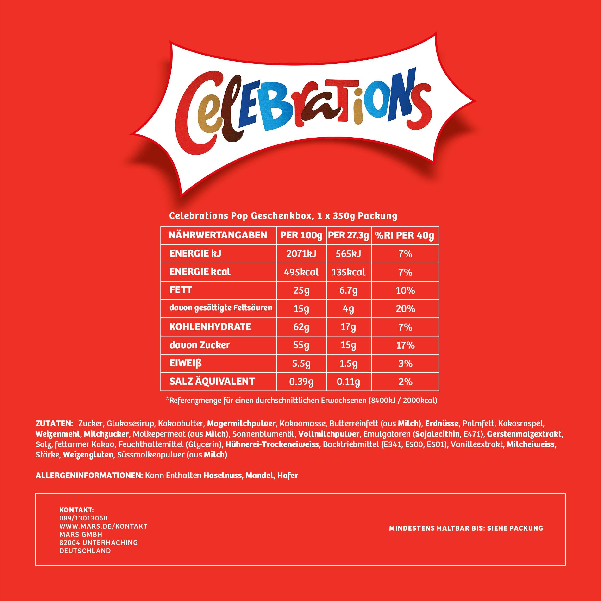 Celebrations Pop Box Pralinenmischung 350g Geschenkbox