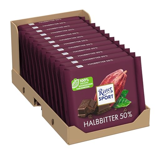 Ritter Sport Kakao-Klasse Halbbitter Schokolade 12x100g 50%
