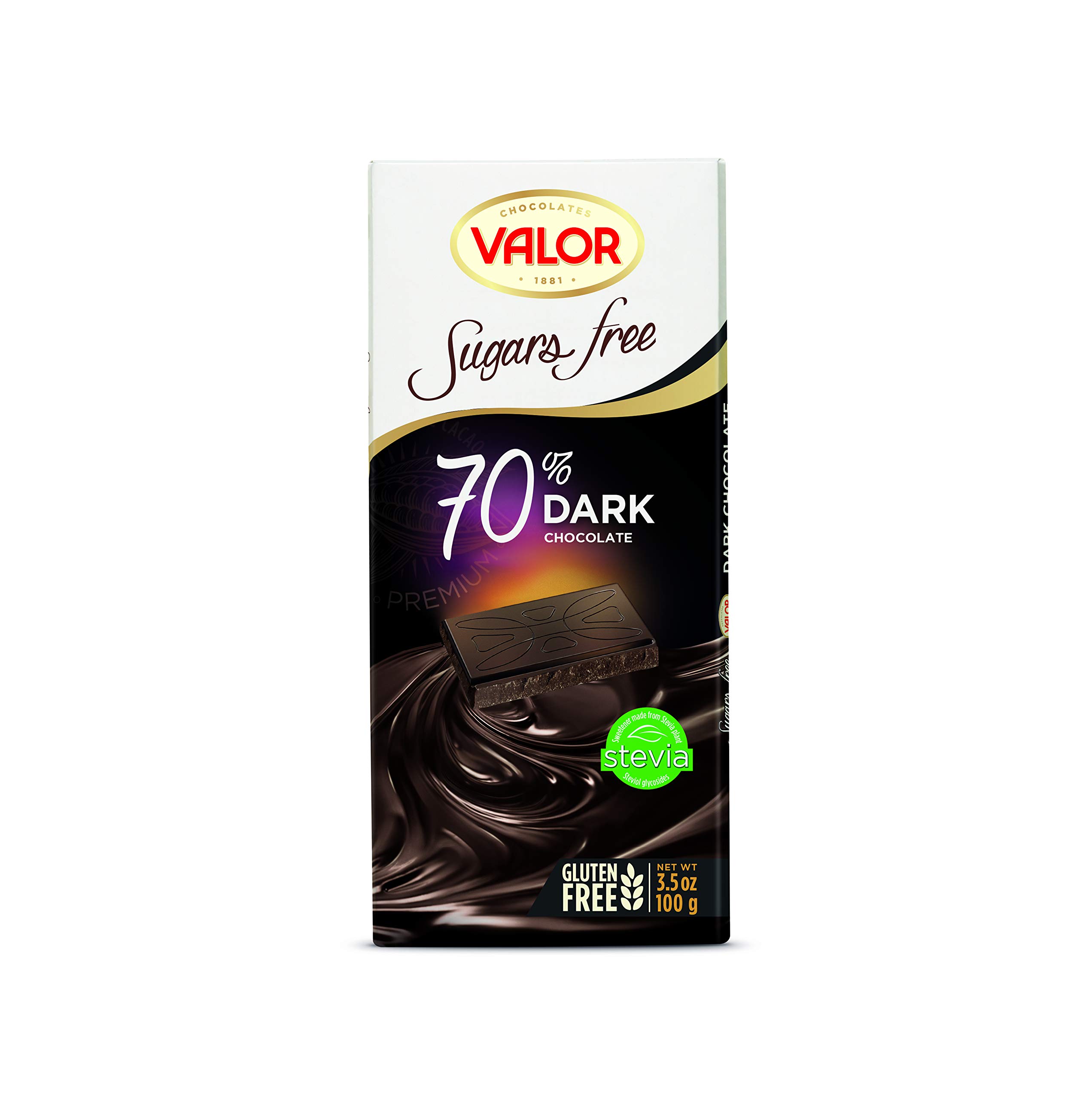 Valor 0% Dunkle Schokolade 70% Tafel 100g zuckerfrei Stevia